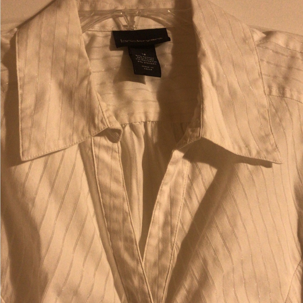 Dressy white button down bling buttons fitted